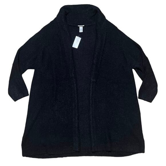 NWT Catherines Long Cardigan Wool Blend Sweater/Duster 3x Black Fuzzy MSRP $119 - Picture 3 of 6